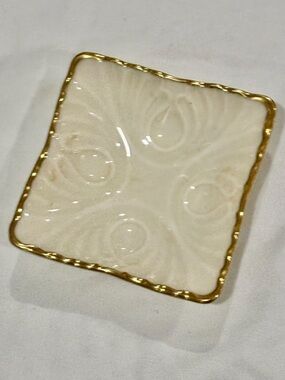 Lenox✨ Vintage Ivory & 24K Gold Footed Small Square Dish